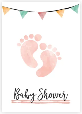Produktbild von Niedliche Einladungskarte zur Babparty mit rosa Baby Füßchen: Babyshower