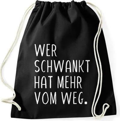 Image de Sac de gym avec slogan "Celui qui chancelle a plus de chemin" sac de gym drôle boire de la bière fête Moonworks® noir unisize