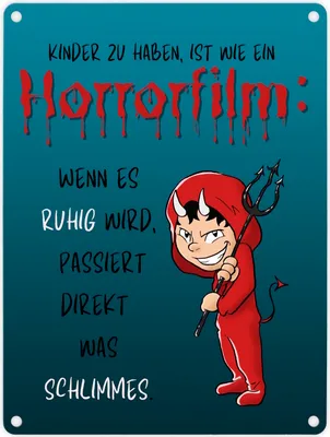 Produktbild von Teufelchen Metallschild in 15x20 cm mit Spruch Kinder zu haben ist wie ein