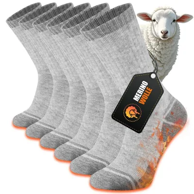Zdjęcie produktu dla Wandersocken – skarpetki trekkingowe dla mężczyzn i kobiet, 3 pary, kolor szary, rozmiar 39-42, wykonane z wełny merino, termoaktywne, z podszewką, oddychające