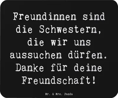 Produktbild von Mr. & Mrs. Panda Mauspad Spruch Freundinnen Schwestern - Schwarz - Geschenk, Danke sagen, Dankeschön, besondere Freundin, Unterstützung, Mouse Pad, Dankbarkeit, laptop
