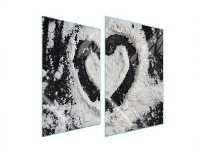 Immagine prodotto di Piastre copri fornelli 2 pezzi 35x52 Copri piano cottura in Vetroceramica tagliere in vetro cuore nero