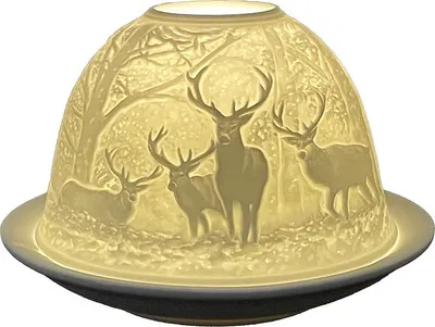 Produktbild von Clayre & Eef Teelichthalter Ø 12x8 cm Weiß Porzellan Hirsch
