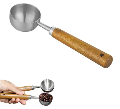 Edelstahl-Kaffeelöffel mit Holzgriff, 15 ml, 12 cm