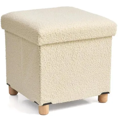 Image de Azomor : repose-pieds beige confortable avec espace de rangement, pour le salon et la chambre à coucher