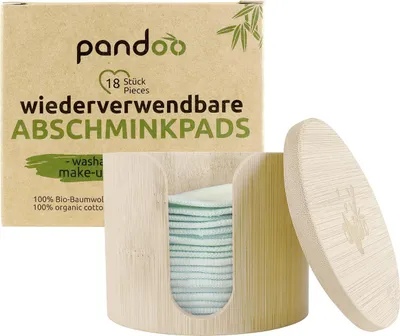 Produktbild von PANDOO Abschminkpad Baumwolle in Aufbewahrungsbox Ø8cm 18er Set