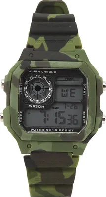 Produktbild von Digitaluhr, multifunktional, modisch, quadratisch, leuchtend, wasserdicht, Outdoor-Sport, Chronograph, Tarngrün