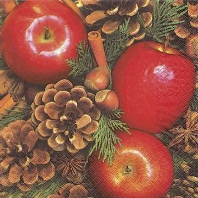 Produktbild von 20 kleine Cocktailservietten Apples with Nuts 25x25cm