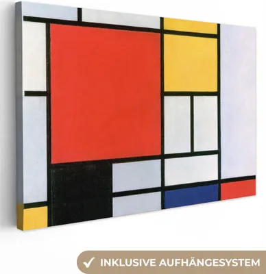 Obrázok produktu pre MuchoWow® - Plátno - Umenie - Mondrian - Starí majstri - Kompozícia 2, nástenná maľba, nástenné dekorácie obrazy obývacia izba, 120x80cm