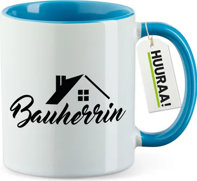 Produktbild von Huuraa Kaffeetasse Bauherrin 330ml Blau Keramik Kaffeebecher Geschenkidee