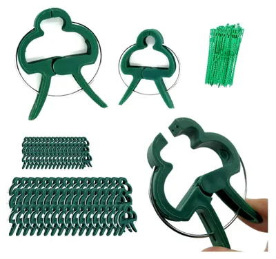 Produktbild von 120 Stück Pflanzenclips, wiederverwendbare und stabile Halter für Kletterpflanzen wie Tomaten, Gurken und Rosen, mit 2 Größen (40 große, 50 kleine, 30 Pflanzenbändern)