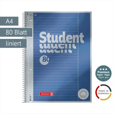 Produktbild von BRUNNEN Collegeblock Premium A4 Lineatur 25 | 80 Blatt blau Student Notizbuch