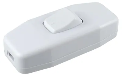 Kabelschalter EIN/AUS, 2-polig, 6 A 250 V, weiß, 26x60x15 mm