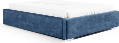 Produktbild von Stauraumbett Linn 180x200 – Modern & Stabil ohne Kopfteil mit Metallrahmen, Gasdruckfedern & Edlem Samtbezug Piano 28 Dunkelblau