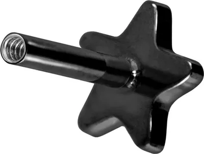 Produktbild von Ohrpiercing, Nasenpiercing Titan Labret mit Innengewinde ohne Kugel STERN Schwarz Stablänge: 8mm | Stabstärke: 1,2mm