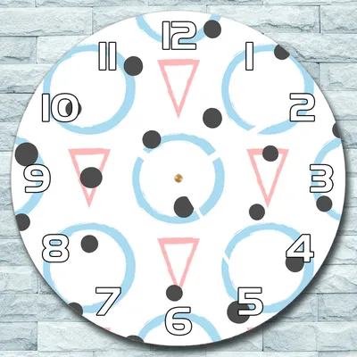 Produktbild von Wanduhr aus Glas Rund fi 30 Dreiecke und Kreise Quarz Deko Schlafzimmer Büro
