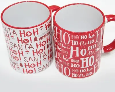 Image de Tasse à café HoHoHo, lot de 2, tasse de Noël, tasse à café, mug, tasse, céramique, rouge / blanc, 300 ml, 55637