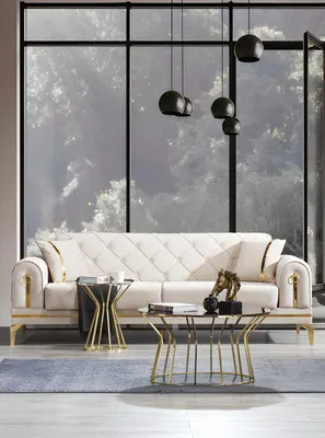 Immagine prodotto di Divano Chesterfield in acciaio inox bianco soggiorno tre posti mobili