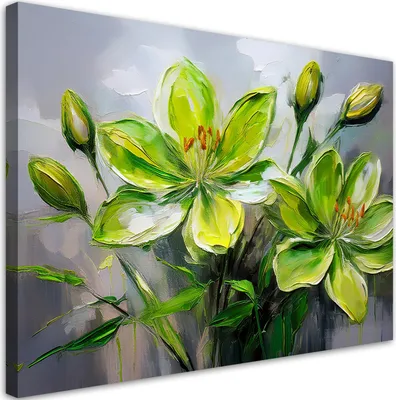 Produktbild von Leinwandbild Lilie Blume Grüne 90x60 Feeby Grün bild für die wand bereit zum aufhängen