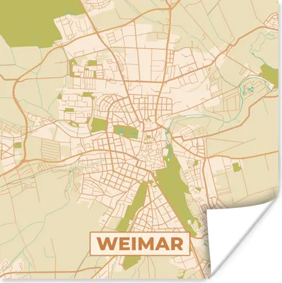 Produktbild von MuchoWow® Poster Weimar - Karte - Vintage - Stadtplan 50x50 cm - Wohnzimmerdekoration