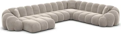 Produktbild von Samtstoff U-Form XXL Wohnlandschaft Liora Sand Links