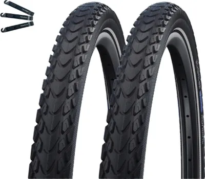Produktbild von 2 x Schwalbe Fahrradreifen Marathon Mondial Performance RaceGuard E-50 ADDIX 28 x 2,00 (50-622) Schwarz/Reflex inkl. Reifenheber