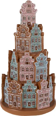 Produktbild von Clayre & Eef Lebkuchenhaus mit LED Ø 18x33 cm Braun Blau Polyresin