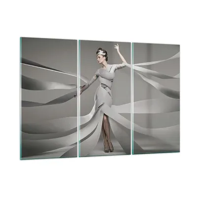 Produktbild von Bilder auf glas - Frau Modell Streifen Emotionen - 165x110cm - Glasbilder - Wandbilder - Kunstdruck - zum Aufhängen bereit - Wanddekoration aus Glas - Glas Bilder - Wandbild auf Glas - GCE165x110-2612