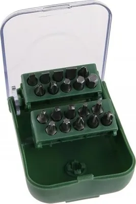 Produktbild von 20-teiliges Bit-Set aus S2-Stahl für diverse Schraubenantriebe in praktischer Box