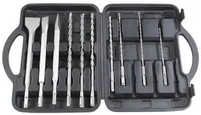 Produktbild von 10-teiliges Bohrer- und Meißelset SDS-Plus mit Hartmetallbohrern 5-14 mm und Meißeln 250 mm