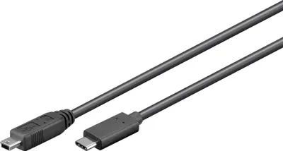 Produktbild von Goobay 67990, 1 m, Mini-USB B, USB C, USB 2.0, Männlich/Männlich, Schwarz