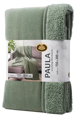 Produktbild von GÖZZE Decke PAULA salbei BH 150x200 cm grün Wohndecke Kuscheldecke