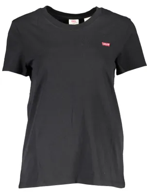 Produktbild von Schwarzes Damen T-Shirt Kurzarm mit Rundhals und Logo-Design