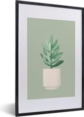 Produktbild von MuchoWow® MuchoWow® Gerahmtes Poster Zimmerpflanze - Sukkulente - Blumentopf - Grün 40x60 cm - Poster mit zchwarzem Bilderrahmen - Poster in Rahmen