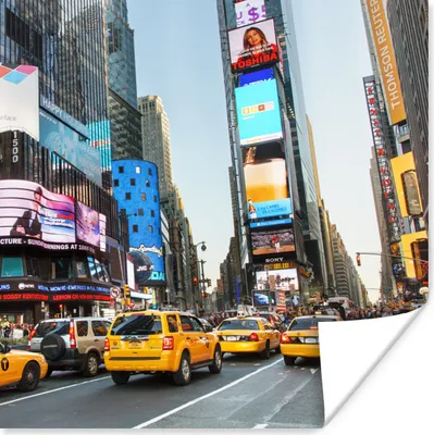 Produktbild von MuchoWow® Poster New York - Taxi - Gelb 50x50 cm - Wohnzimmerdekoration