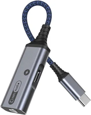 Image de Adaptateur de recharge USB-C pour casques audio, câble audio et de recharge à double fonction, compatible avec les ordinateurs portables et les smartphones