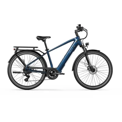 Produktbild von QREATE City Pro – E-Bike – Hoher Einstieg – 27.5 Zoll – 250W-Motor – 7 Gänge – 100 km Reichweite – Hydraulische Scheibenbremsen – Blau