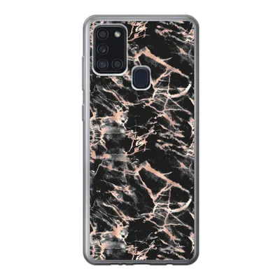 Produktbild von MuchoWow® Handyhülle Schutzhülle Hülle für Samsung Galaxy A21s Roségold - Marmor - Muster - Schwarz Silikon Softcase Handy Hülle - Hartschale