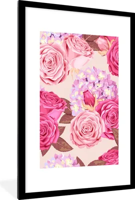 Produktbild von MuchoWow® Gerahmtes Poster Rosen - Natur - Blumen 60x90 cm - Poster mit Schwarzem Bilderrahmen Wandposter Rahmen Foto Bilder - Dekoration - Wandposter Wohnzimmer - Hochwertig