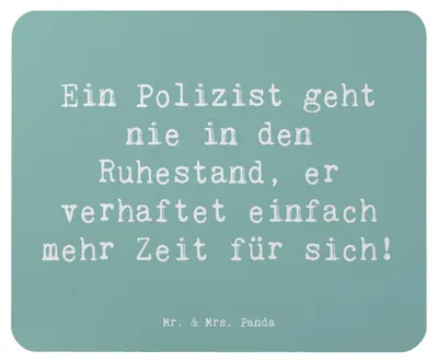 Produktbild von Mr. & Mrs. Panda Mouse Pad Spruch Polizist Ruhestand - Meeresbrise - Geschenk, Polizei, Gemeinschaft, Sicherheit, Berufsleben, Beruf, pc mauspad, Dankbarkeit, Mousepad