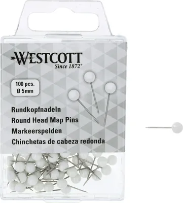 Produktbild von Rundkopfnadeln Stecknadeln Markierungsnadeln Pinnwandnadeln Nadeln 100 Stück Ø 5 mm Weiß