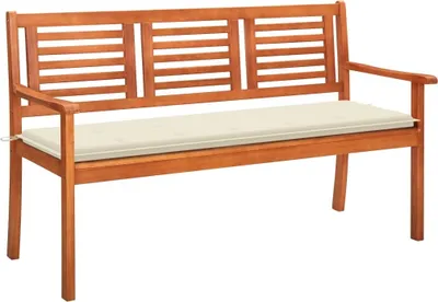 Produktbild von 3-Sitzer-Gartenbank mit Auflage 150 cm Massivholz Eukalyptus