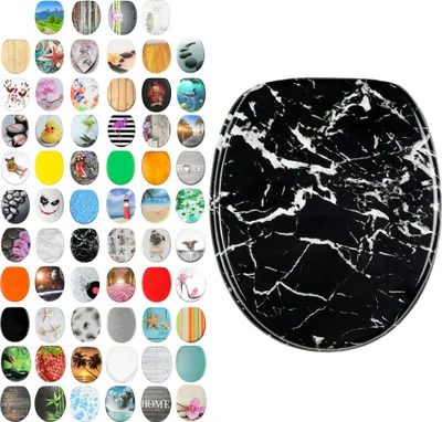 Produktbild von SANILO® WC-Sitz mit Absenkautomatik Marmor Schwarz, Toilettendeckel direkt vom Hersteller, Klodeckel, Klobrille, WC Deckel, Toilettensitz, WC Brille