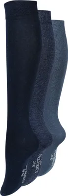 Produktbild von Paolo Renzo Damen Baumwoll Kniestrümpfe Uni 3 Paar - Atmungsaktiv - Größe 35/38 - Blau