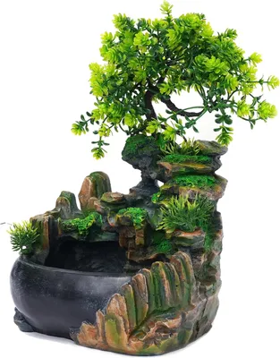 Produktbild von Innenwasserbrunnen, umweltfreundliches Harz, beruhigender Klang, grün