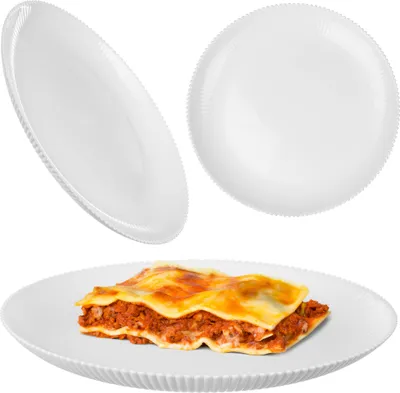 Obrázok produktu pre KADAX 26,5 cm tanier, 1 kus, biely opálový sklenený tanier, servírovací tanier, veľký tanier s vysokým okrajom, vhodný do umývačky riadu a mikrovlnnej rúry (biely)