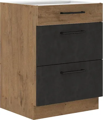 Produktbild von Vigo Unterschrank 60 cm Eiche Lancelot Matera Grau Vollauszug Soft-Close Küche