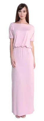 Produktbild von Maxi-Kleid elastischer Bund Dress Sommerkleid tailliert Lang, Puderrosa/S/M 36/38