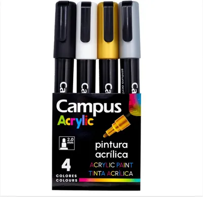 Productafbeelding van Campus Acrylstiften - Verpakking met 2 mm ronde punt - Niet-permanente marker op waterbasis