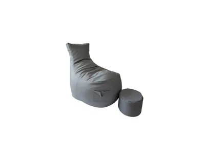 Image de Pouf gris avec repose-pieds 85×80×75 cm